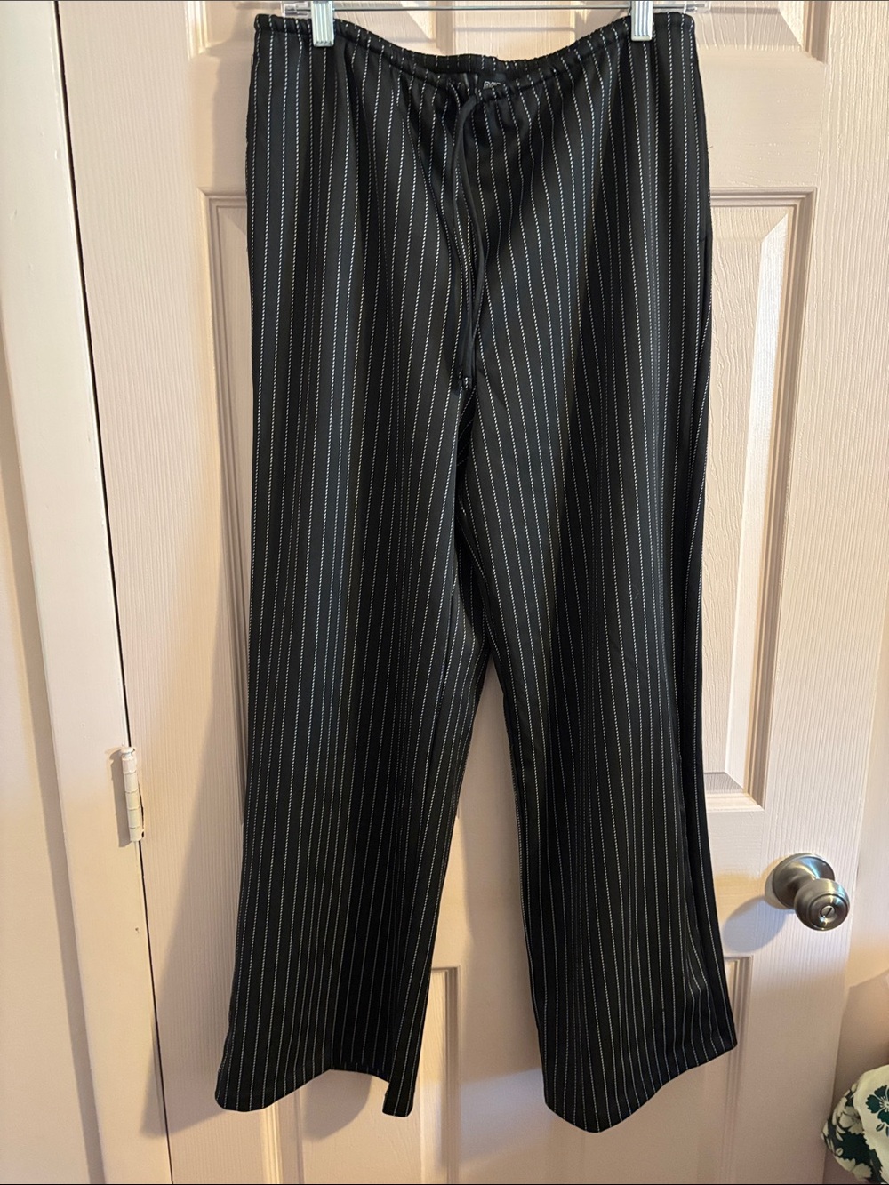 Womens Black Pinstripe Dress Pants